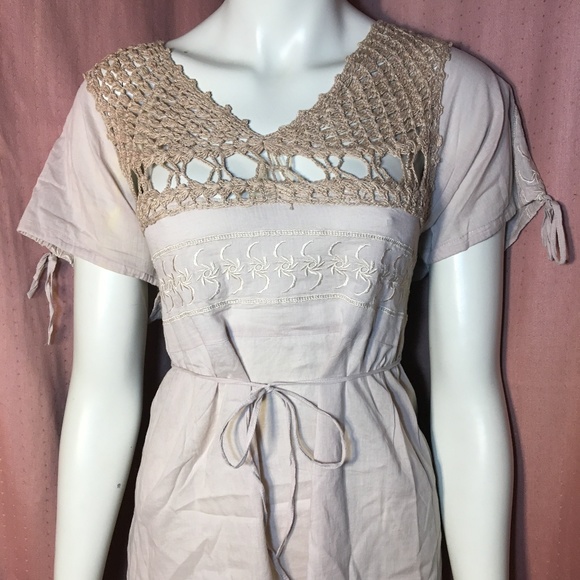 Boho Crochet Beachy Drawstring Top Blouse - Picture 1 of 8